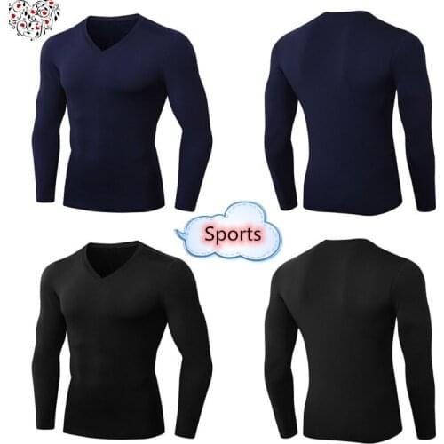 Mens Velvet Fitness Long-sleeved PRO Tight Training Suit High-elastic Running Sports Shirt Mens Sense Of Strength T-shirt