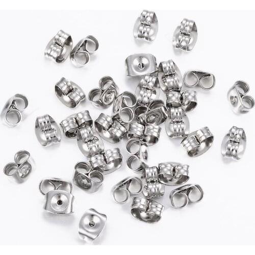 1000pcs Ear Nuts Earring Backs 304 Stainless Steel for DIY Jewelry Making Setting 6x4.5x3.5mm Pin: 0.9mm