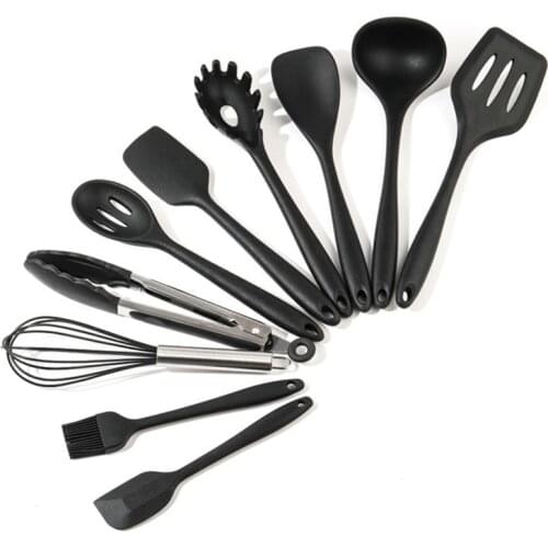 9/10/12PCS Silicone Cooking Utensils Set Non-stick Spatula Shovel Wooden Handle Cooking Tools Set With Storage Box Kitchen Tools