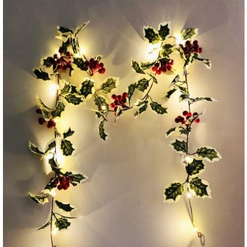 New 2m Led string Artificial Red Holly Berry Christmas DIY Home Garden Decorations Christmas Supplies decoration for home hot