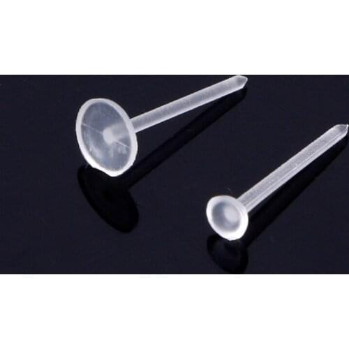 2021 New 100PCS Invisible Clear Plastic 5mm 3mm Flat Blank Pad Earring Nail Pin Ear Post 2020 trend