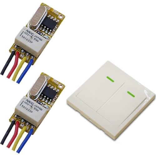 New Desigh Remote Control Switch DC3.5V-12V 2* Receiver Wall Transmitter Wireless Power Switch Radio Controlled Switch Relay