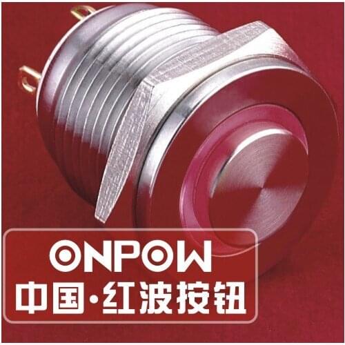 ONPOW 16mm 1NO Waterproof IP65 Stainless steel 12V Red Ring LED Auto Momentary Push button switch (GQ16PH-10E/J/S) CE,ROHS