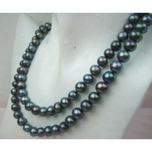 8-9MM TAHITIAN BLACK PEARL NECKLACE 35 Inch
