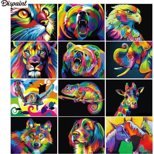 Dispaint Full Square/Round Drill 5D DIY Diamond Painting "Colored animals" 3D Embroidery Cross Stitch 5D Home Decor Gift
