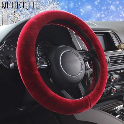 QFHETJIE Winter Plush Warm Car Steering Wheel Cover Non-slip Wear-resistant Durable Stylish and Beautiful Interior