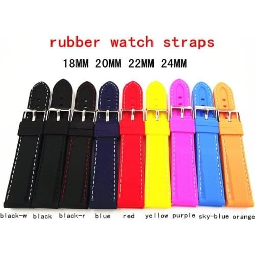 Wholesale 45pcs/lot 18MM 20MM 22MM 24MM rubber Watch band watch strap 9 colors men and women watch straps-5701