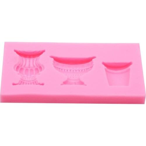 Pink Wine Glass Flower Pot Fondant Cake Mold Diy Chocolate Mold 3D Silicone Fondant Chocolate Molds
