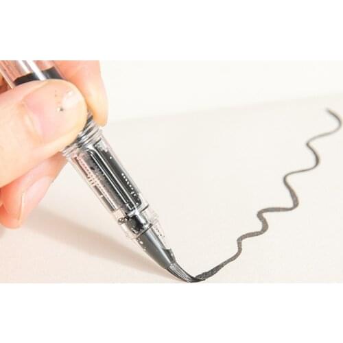 Transparent Metal Fountain Pen Piston Type Calligraphy Brush Pen Golden EF Nib Fountain Pen School Office Stationery Supplies