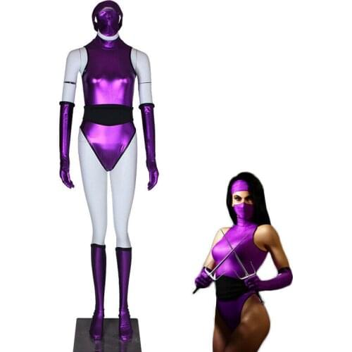 Sexy Halloween Costumes for Women Mortal Kombat 2 Version Mileena Cosplay Costume Purple Combat Suit