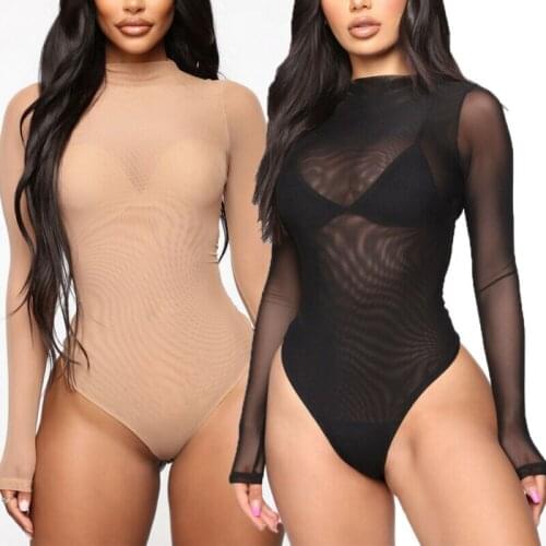 Sexy Women Lady Long Sleeve Short Romper Jumpsuit Stretch Solid Bodysuit