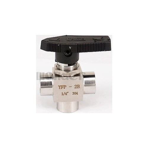 1/4" BSP Female Thread 304 Stainless Steel L Port Ball Valve 915 PSI Water Gas Oil