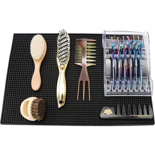 Barbershop clippers high quality non-slip mat salon hairdressing comb scissors brush storage mat barber tool display mat