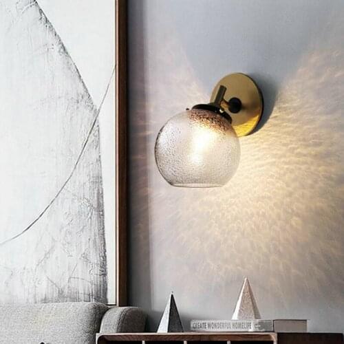 Industrial Style Glass Bedside Wall Lamp Art Water-grained Glass Livingroom Restaurant Bar Cafe Sconce E27 Luminaire