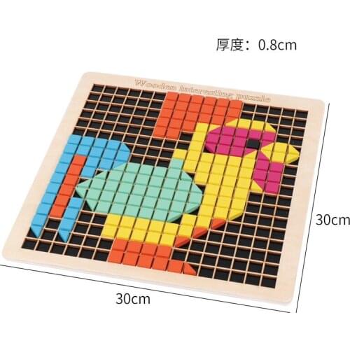 Building & Construction Toys Wooden Blocks kids fun wooden pixel block jigsaw puzzle building blocks baby early educational toy