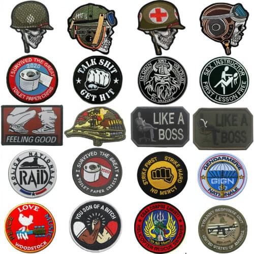 Tactical Patch Military Badge Aplique Embroidered Hook & Loop Emblem Patches Clothes Accessories