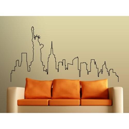 Vinyl Stickers Muraux American City Silhouette Patterns Decal for Bedroom Living Room Murals Home Decals Decor Wall Art S-664