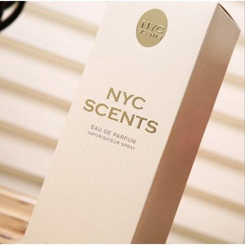 High quality customized cosmetic/perfume/soap folding packaging paper gift box with gold foil logo and emboss ---DH10774