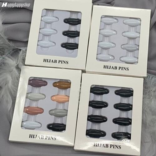 High Quality 8Pcs/Box Plastic Safety Pins for Women Muslim Islamic Hijab Scarf Abaya Accessories Ladies Decoration Buckle Brooch