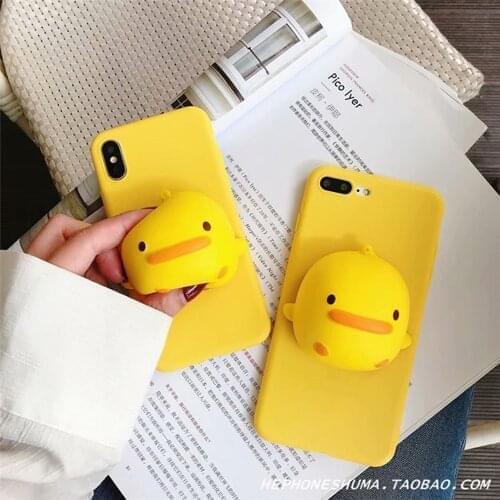 Yellow Duck Holder Phone Case For OPPO A53 2020 A93 F17 Pro Reno 4 4F SE Realme 7 7i C12 C15 C17 V3 X7 Narzo 20 Pro Soft Cover