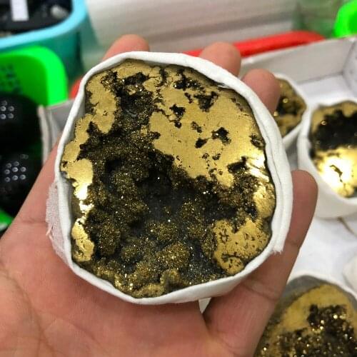 Yellow metal angel halo earth crystal titanium bismuth silicon iris cluster cures reiki