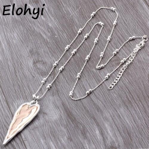 ELOYHI Women Double Color Heart Boho Statment Alloy Pendants Long Sweater Chain For Women Necklace&Pendant Wholesale