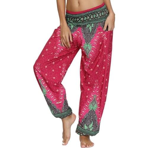 Womens Harem Pants,Bohemia Yoga Pants,Vintage Hippie Loose Beach Trousers With 2Pockets