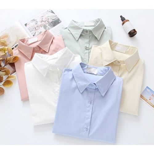2021 Spring New Korean Loose White Long Sleeve Top for Women Fashion Solid Color Shirt Blusas Female Chiffon Button Green 1021