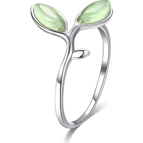 Creative Leaves Rings For Women Elegant Ladies Green Crystal Finger Ring Fashion Female Party Jewelry Gifts
