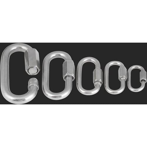 1pcs 304 Stainless Steel Carabiner Quick Link Strap Connector Chain Connecting Ring Shackle D Shape Rigging