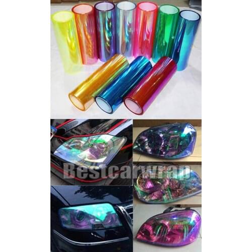 12 Rolls /lot Chameleon Headlight Film Tint Taillight / Neochrome Motorbike Rear Lamp size 0.3x8m/ Roll 10 color available