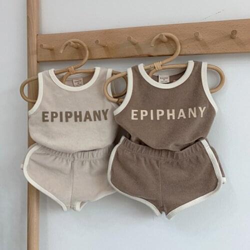 Toddler Boys Clothing Sets Cotton Letter Printed Sleeveless Vest Shorts 2pcs Kids Clothing Summer Baby Girl Clothes Child Suits
