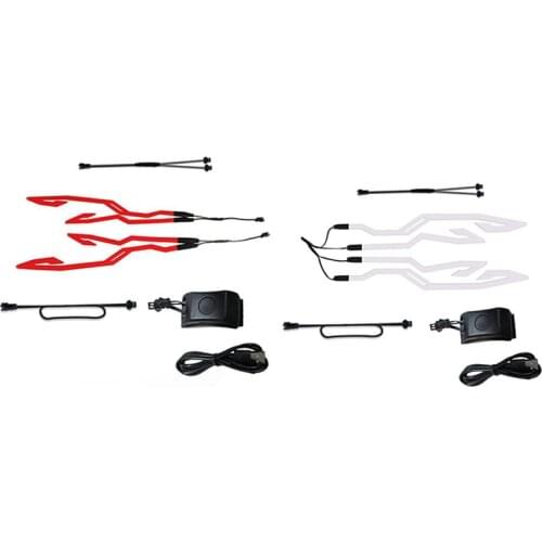 2 set Motorcycle Helmet Riding Cold Light Signal Flashing Strip LED Luminous Sticker Strip USB Charger, Ice Blue & Red