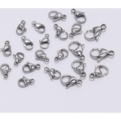 30Pcs 9-15mm Stainless Steel Lobster Clasp Hooks For Necklace Bracelet Chain DIY Fashion Jewelry Findings Accessories Wholesale