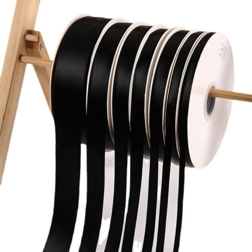 91Meters/roll 6/10/15/20/25/40mmm Black Color Satin Ribbons Wedding Christmas Decorative Gift Box Wrapping Belt DIY Home Crafts