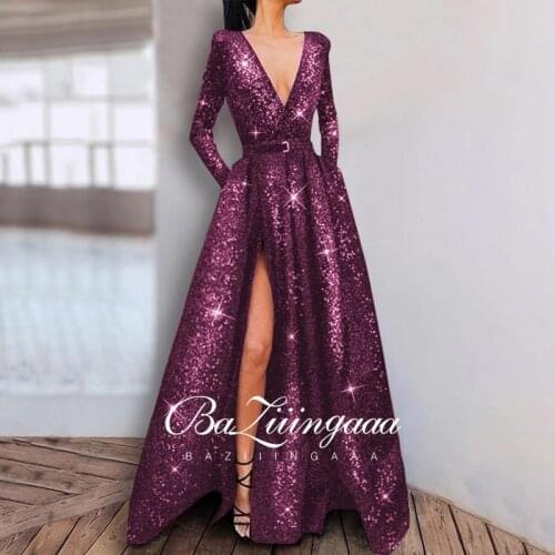 BAZIIINGAAA Luxury Woman Cocktail Dress Beaded Sequins Long Elegant Night Cocktail Party Formal Dresses for Wedding Plus Size