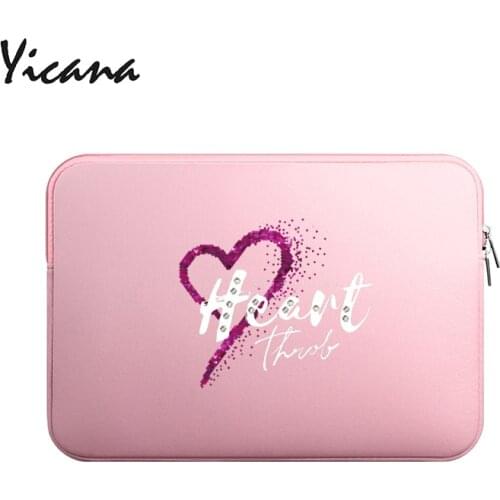 Yicana heart picture 11 12 13 14 15 15.6 inch Laptop Sleeve case For Macbook Air Pro Ultra-book Soft Plush lining Zipper Bag