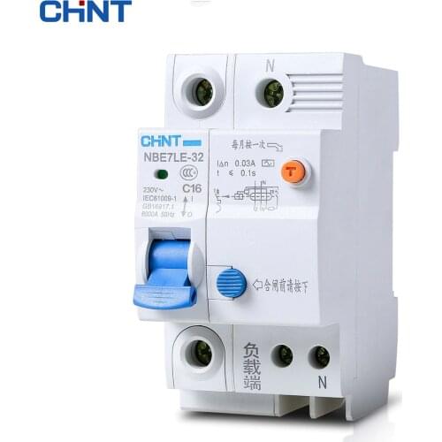 CHNT CHINT Small Earth Leakage Circuit Breakers NBE7LE 1P+N 16A 20A 25A 32A 40A 63A With Leakage Protection Small Air Switch