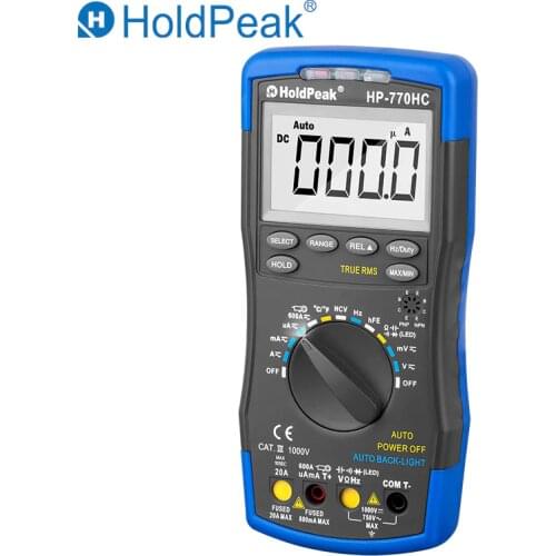 Multimetro HoldPeak HP-770HC True RMS Auto Ranging Digital Multimeter with NCV Feature and Temperature/Frequency/Duty Cycle Test