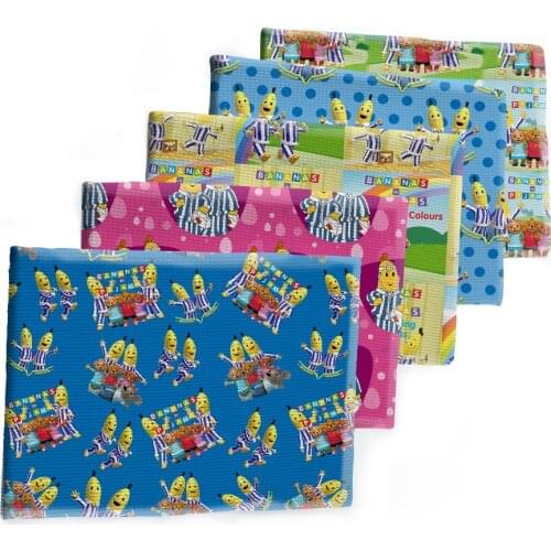 Cartoon Banana Friends Pattern Printed Bullet Textured Liverpool Patchwork Tissue Kids home textile 50*145cm