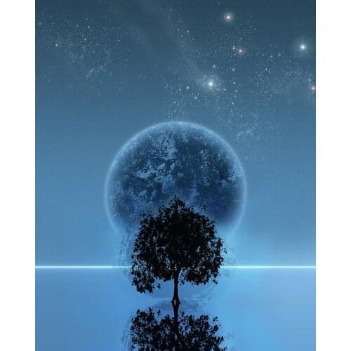 DIY Painting By Numbers Night Sky Tree Kit Oil Picture By Numbers Landscape Wall Art Painting on Canvas Home Decoration Gift