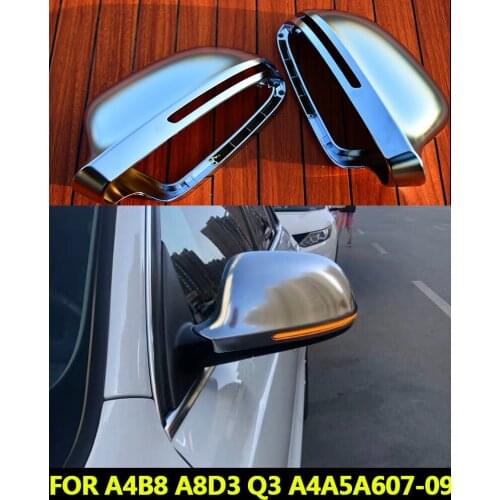 For Audi A4 B8 A3 S3 RS3 A5 A6 A8D3 S4 RS4 S6 RS6 Q3 1 Pair of Silver Matte Chrome Rearview Mirror Cover Shell Protection CapS