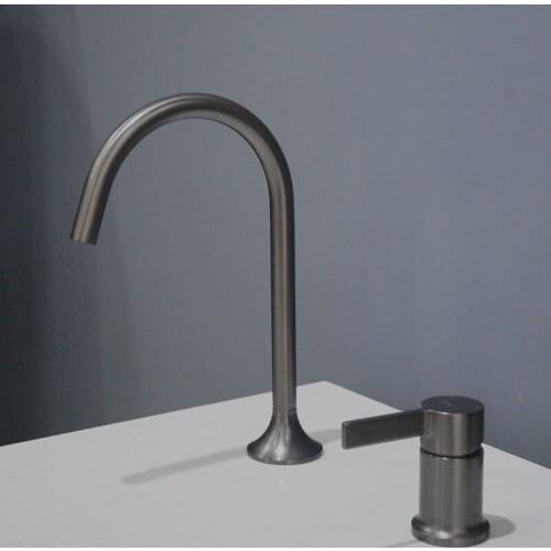 Two Holes Deck Mounted Black Bathroom Antique Faucet Hotel Bathroom Taps Save Water Faucet