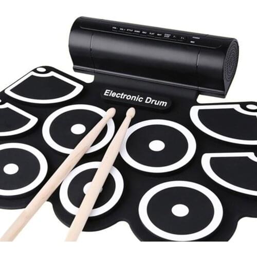 USB Electronic Roll Up Drum Set Silicone Pads w/ Foot Pedals Sticks