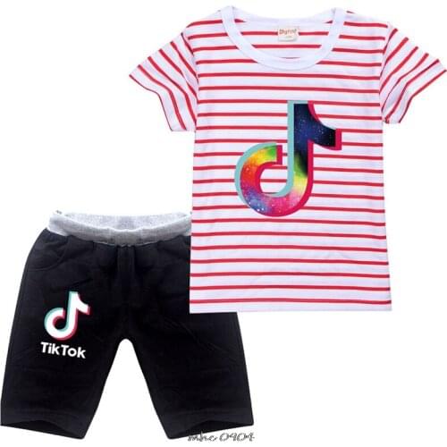 Tik Tok Boys Clothes Summer Toddler Girls Short Sleeve Tik Tok Print T-Shirt Tops+Shorts Casual Outfits Sets Chidlren Clothes