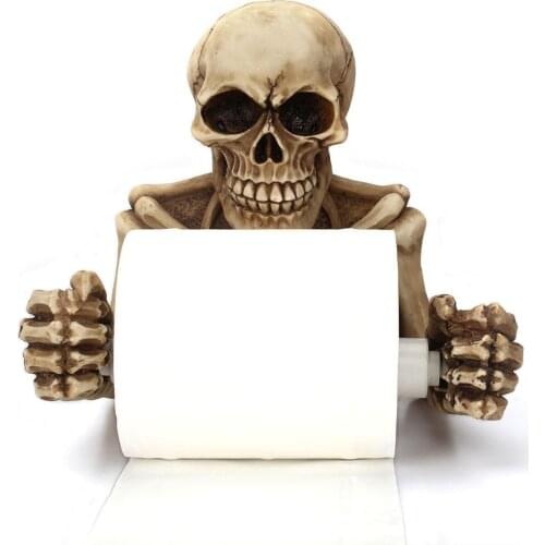 Vintage Wall Hanging Skeletons Horrible Face Resin Roll Paper Holder Creative Bracket Model