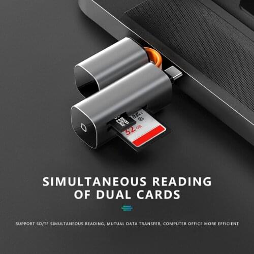 A0G Mini Compartment Card Reader Dual Card Dual Reading TF Small Card SD Big Card Dual Interface All-in-One USB Card Reader