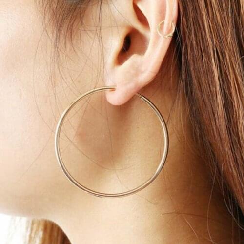 Hot 2pcs Women Non-Pierced Spring Ear Clips Hoop Clip-On Fake Earrings Rings Goth Punk Ear Circle Clip