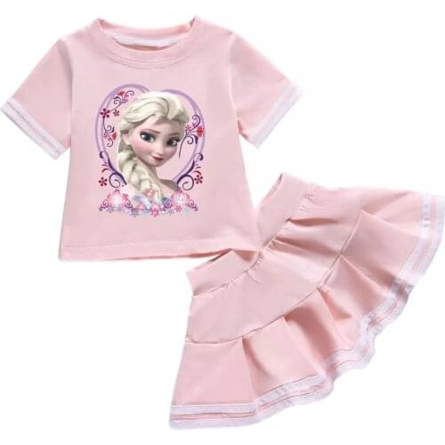 Disney Frozen Aisha Princess Girls Clothes Set Long Sleeve T-shirt Skirt 2 Piece Clothing Suit Cartoon Kids Children Outfits