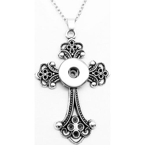 Cross snap button jewelr pendant Necklace OEM, ODM NX3720 (fit 18mm 20mm snaps)